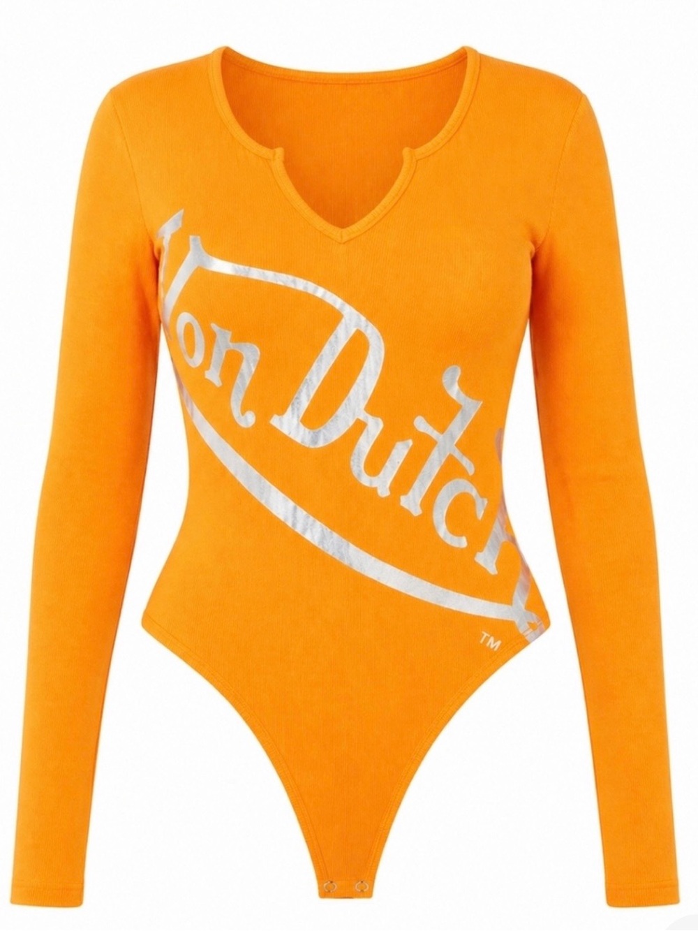 Von Dutch Orange Logo Long-Sleeve Bodysuit